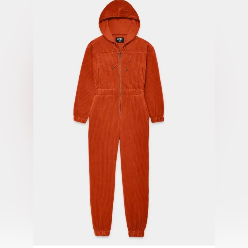 UGG Rust Orange Corduroy Hooded Jumpsuit